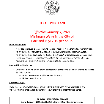 City of Portland Minimum Wage