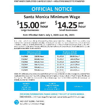 City of Santa Monica Minimum Wage Official Notice