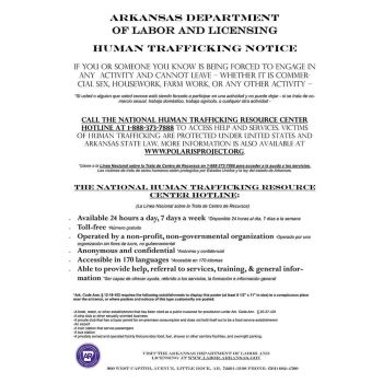 Arkansas Human Trafficking Poster