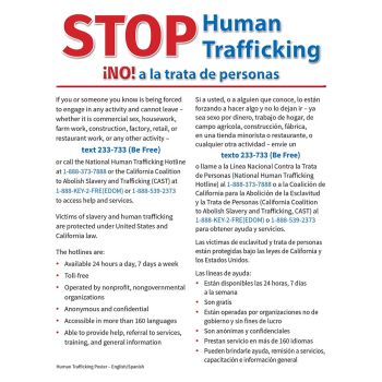 California Human Trafficking Poster