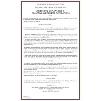 New Jersey Wage Order #2 Poster