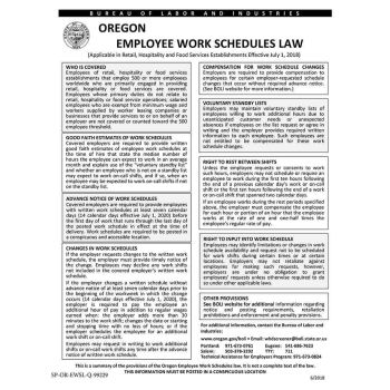 Oregon Employee Work Schedules Law Poster