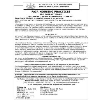 Pennsylvania Fair Housing Poster