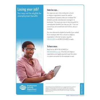 Washington Church & Religious Organization Unemployment Notice Poster