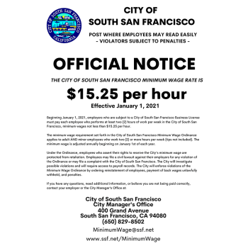 City of San Francisco Minimum Wage Ordinance Official Poster