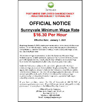 City of Sunnyvale Minimum Wage Official Notice