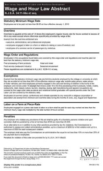 New Jersey Wage Order #1 Poster